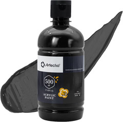 Lamp Black Acrylic Paint 500Ml / 17Oz Large Bottle | Semi Glossy Finish, High Pi