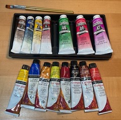 Old Rowney and Winton Oil Paints 15 Tubes & 2 Brushes