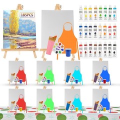 185 Pcs Art Painting Kit Supplies Set for Party – 100 Paint Brushes, 24 Acryl…