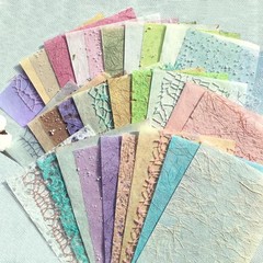 A5 36 Sheets Textured Scrapbook Paper and Mesh Fabric Set for Junk Journals
