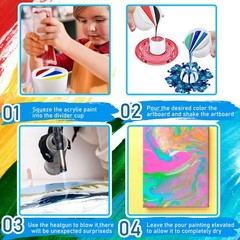 7 PCS White Paint Pouring Supplies Multi Channel Split Cups for Fluid Art