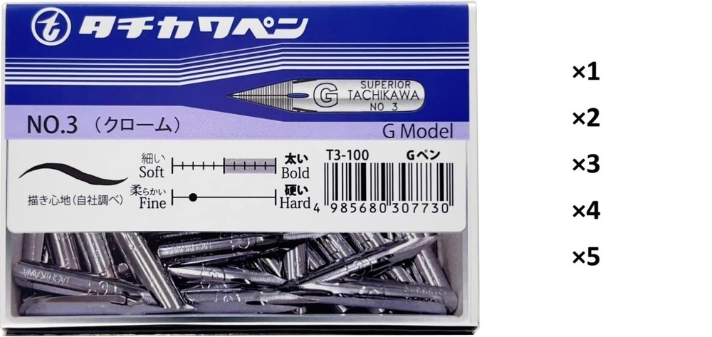 Tachikawa Nib T-3 G Pen 100 Pieces Bold line Calligraph Manga Comic Art Design