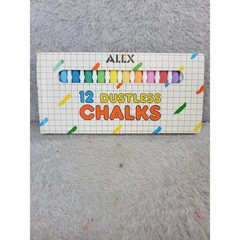 Vintage ALEX 12 Dustless Chalks Colored Art Craft School Supplies Made in Israel