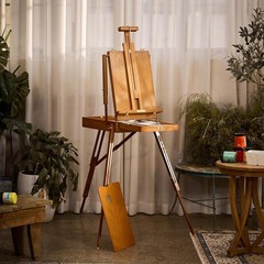 French Easel for Painting, Deluxe Beech Wooden Field & Studio Sketchbox Easel St
