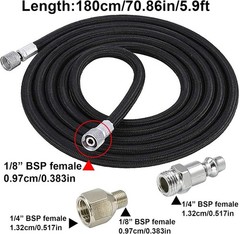 Professional-Grade 6-Ft Airbrush Hose: Universal Fit with 1/8″ & 1/4″ Adapters
