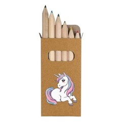 6 x ‘Pastel Unicorn’ Short 85mm Pencils / Coloured Pencil Set (PE00094042)