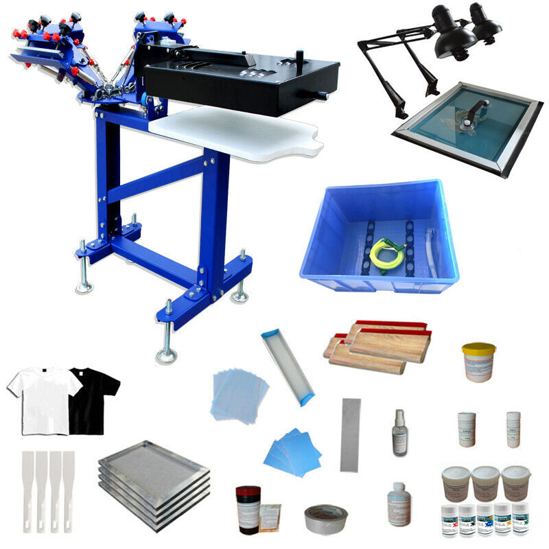 Screen Printing Equipment 3 Color 1 Station Press Printing Kit with Small Dryer