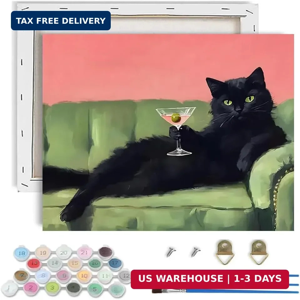 TCDZMYGS Cat Paint by Numbers Kit for Adults Beginner,Retro Paint by Number Kits