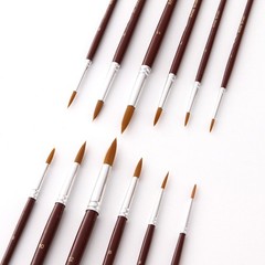 12 Pieces Nylon Hair Watercolor Painting Brushes Set Wine Red Color