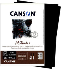 Artist Series Mi-Teintes Pastel Paper, Black, Foldover Pad, 9X12 Inches, 24 Shee