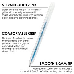 Grabie 42 Glitter Gel Pen Set, 18 Iridescent24 Essential Color Pens, Smooth R…