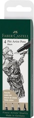 Faber-Castell Pitt Artist Pens – 4 Black India Ink 1 Count (Pack of 4),