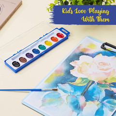 Watercolor Paint Set – 8 Classic Washable Paint Colors with Paint Brush – Non-To