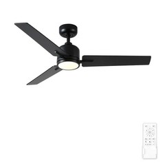 48 in. Integrated LED Farmhouse Indoor/Outdoor Black Smart Ceiling Fan with Remo