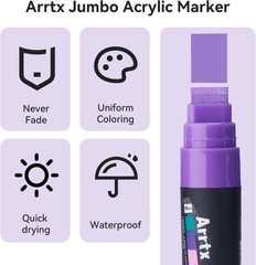 Arrtx 30 Colors Acrylic Jumbo Markers 15mm Jumbo Felt Tip, Acrylic Paint Pens