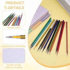 12Pack 0.5mm Gel Pen Refills for Coloring, Medium Point Pens Refills, Red