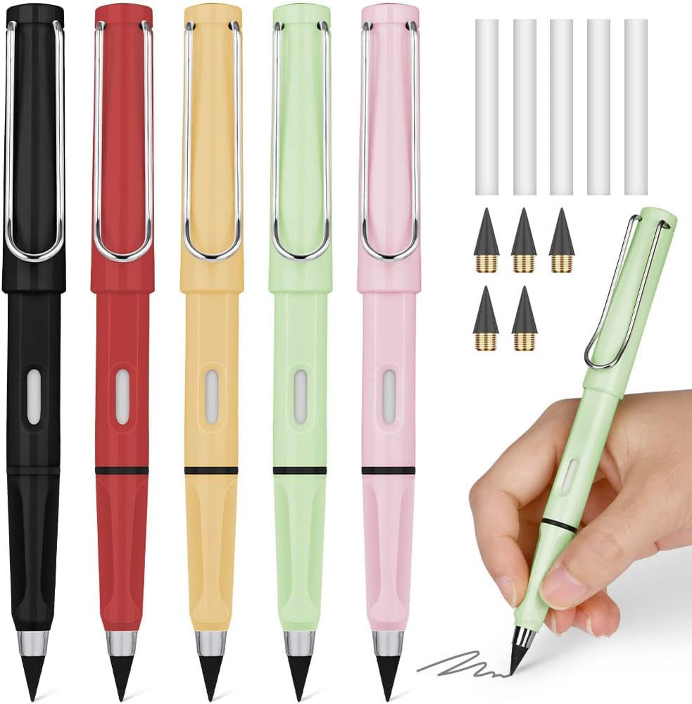 Inkless Pencil with Eraser, 5 Sets Infinity Pencil Everlasting Pencil, Reusable
