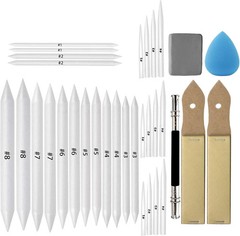 33 Pcs Blending Stumps and Tortillions Set Art Blenders with Sketch Sandpaper Pe