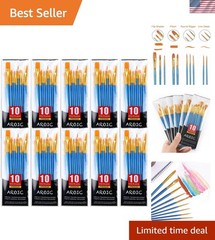 Paint Brush Set, 10 Pack 100 Pcs Acrylic Paint Brushes Artist Paint Brushes f…