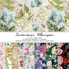 XZJMY 24 Sheet Vintage Floral Scrapbook Specialty Paper, 12 pastel shades