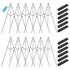 12 Pack Black Easel Stand for Sign – 66 Inch Folding Easels for Display Light…