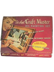 Vintage 1950s Vintage Craft Master Numbered Oil Painting Set Country Lane Scene