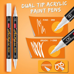 White Acrylic Paint Pens Markers, 6 Pc Dual Tips Waterproof Paint Markers For…