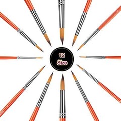 Watercolor Paint Brushes Set – 12Pcs Round Pointed Painting Brush for Acrylic,