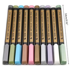 10 Pcs Metallic Marker Pens Colorful Highlighter Student Art Drawing Grffiti Set