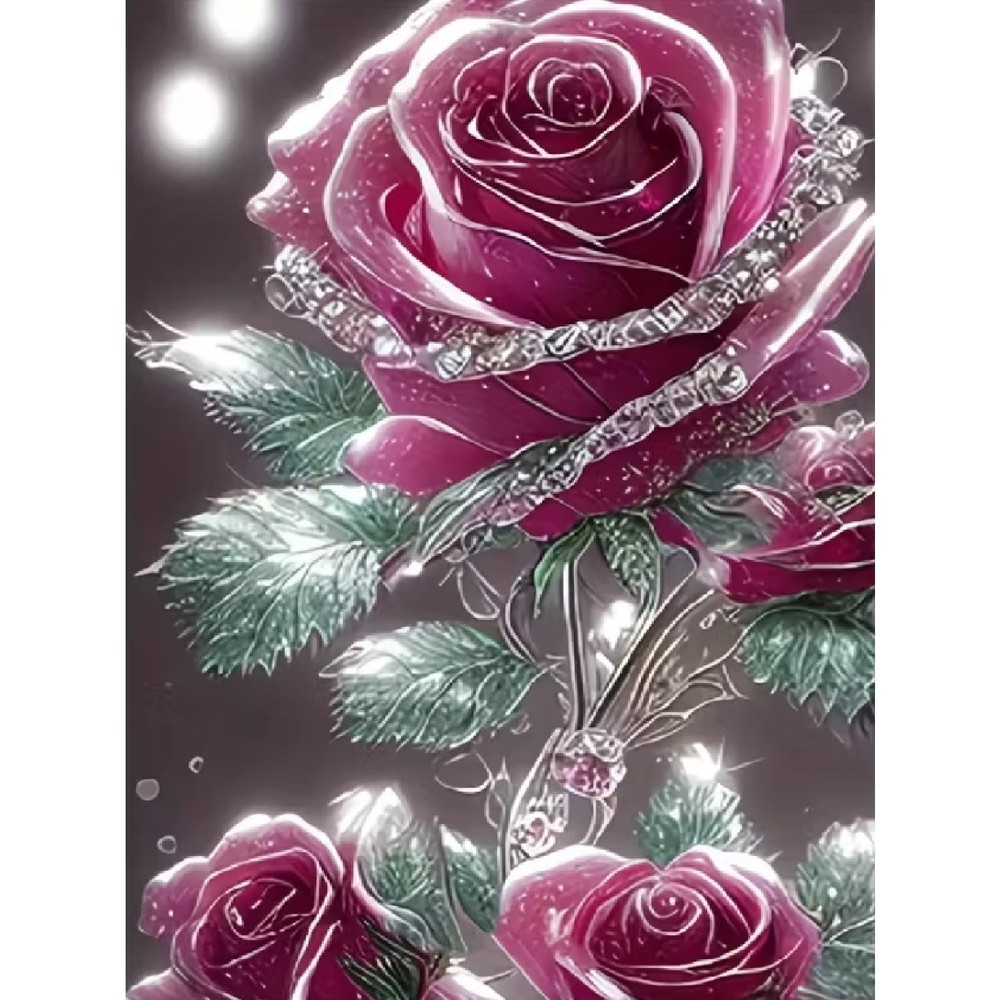 Shining Rose Diamond Art Kits for Adults-Pink Rose Diamond Art Kits for Adulttt