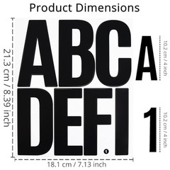 4 Inch Letter Number Sticker – Self-Adhesive Waterproof – Large Capital Black