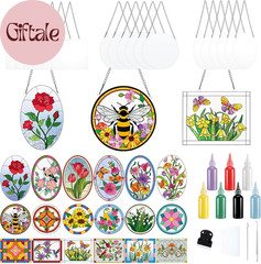65 Pcs Stained Glass Painting Starter Kit for Adults DIY Window Paint Art Crafts