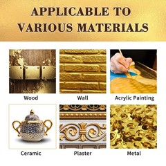 500ml Acrylic Paint Metallic Gold with 1 Brushes,Gold Leaf Paint for Art Pain…