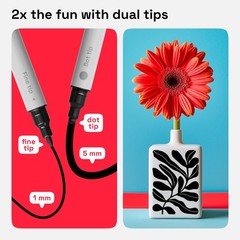 Acrylic Paint Pens Black Dual Tip 5mm Dot 1mm Fine Markers 5 PCS