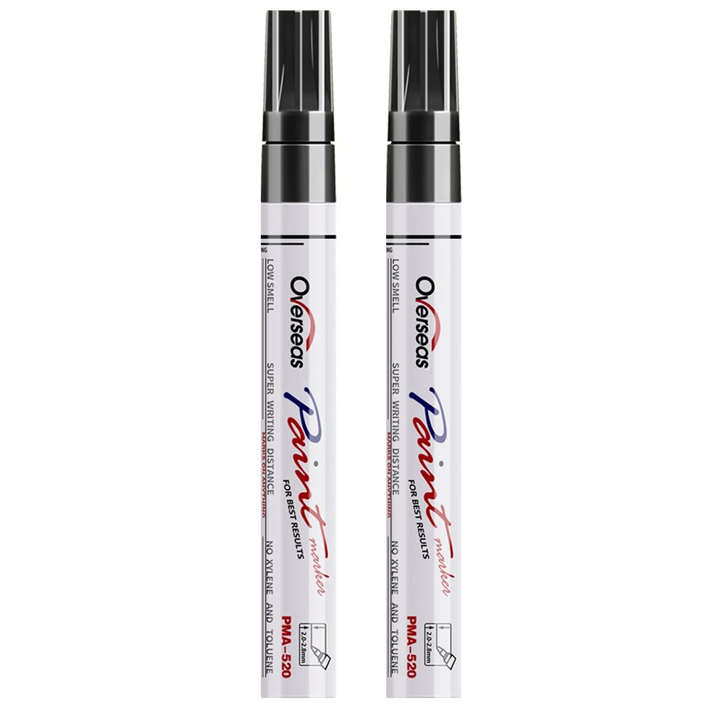 Overseas Permanent Paint Pens Black Markers – 2 Pack Single color Oil Based P…