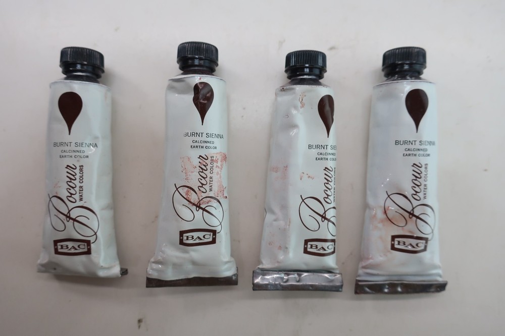 BAC Bocour Watercolor Paint Tube Burt Sienna (Earth Color ) – Lot of 4 Vintage