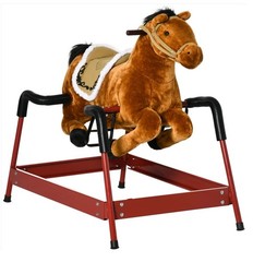 Spring Rocking Horse Light Brown Realistic Sounds for Kids Over 3 Years Ride-On