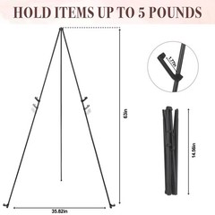 DDEAT Easel Stand for Wedding Sign & Poster 63” Easels 63 inches, Black