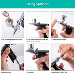 Airbrush Kit, 50 PSI, 0.3mm Nozzle, Air brush Gun Set for Nails Art, Cakes,Ma…