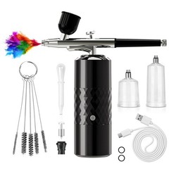 Black Rechargeable Cordless Airbrush Kit Portable Handheld Compressor Tool