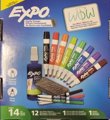 EXPO Dry Erase Markers Kit, Includes Eraser, Spray Cleaner, 14 Count