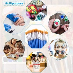 50 Pcs Flat Paint Brushes for Touch Up, Anezus Small 16.5cm x 0.6cm, Blue