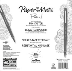 Teacher’s Favorite 12-Pack Flair Felt Tip Pens – Bright Colors & Smear-Proof