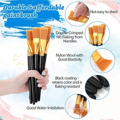 4 Pcs Acrylic Paint Brushes 1 Inch Flat Large 1 inch, Black