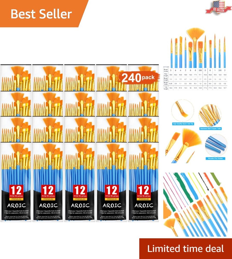 Multifunctional 240-Piece Brush Set – For Oil, Watercolor, and Acrylic Painting