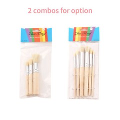 Wooden Stencil Paint Brushes Set Round Bristle Hair Paintbrush Easy to A5P2