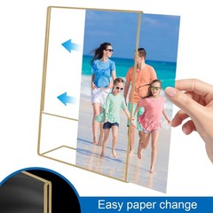 8×10 Gold Picture Frames, Clear Frameless Picture Frames, 6 Pack Acrylic Self…