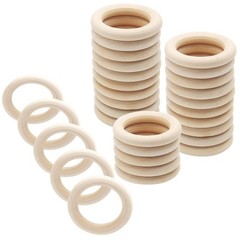 Uenhoy 30 Pcs 50mm/2″ Natural Wood Rings, Unfinished Wooden Rings for DIY Cra…