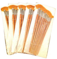 Golden Synthetic Hair Fan Style Paint Brush Set 9pcs – 5 Sets