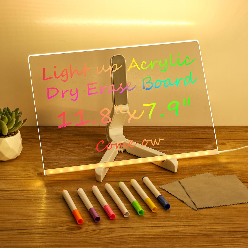 LED Note Board with 7 Colors, 12″X8″ Lumiboard Led Drawing Board for Kids, Light